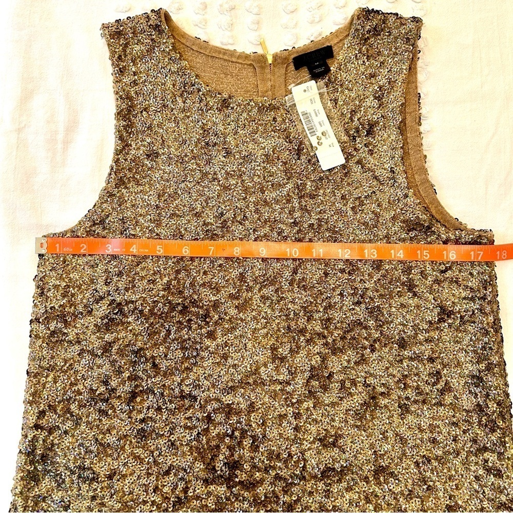 J Crew Collection Shimmering Gold Sequin Sweater Knit Shell Tank Wool Blend NWT - Picture 11 of 14